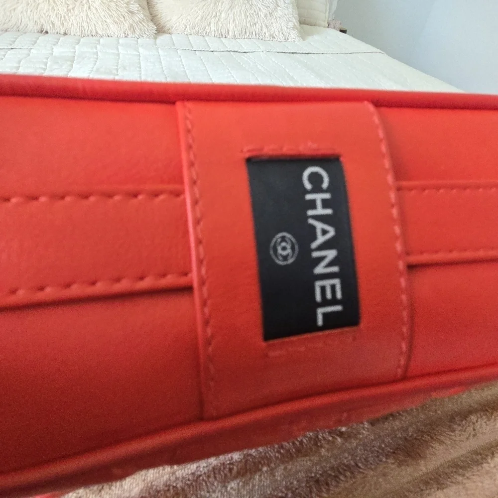 CHANEL Coral Quilted Lambskin Flap Shoulder Bag Medium
